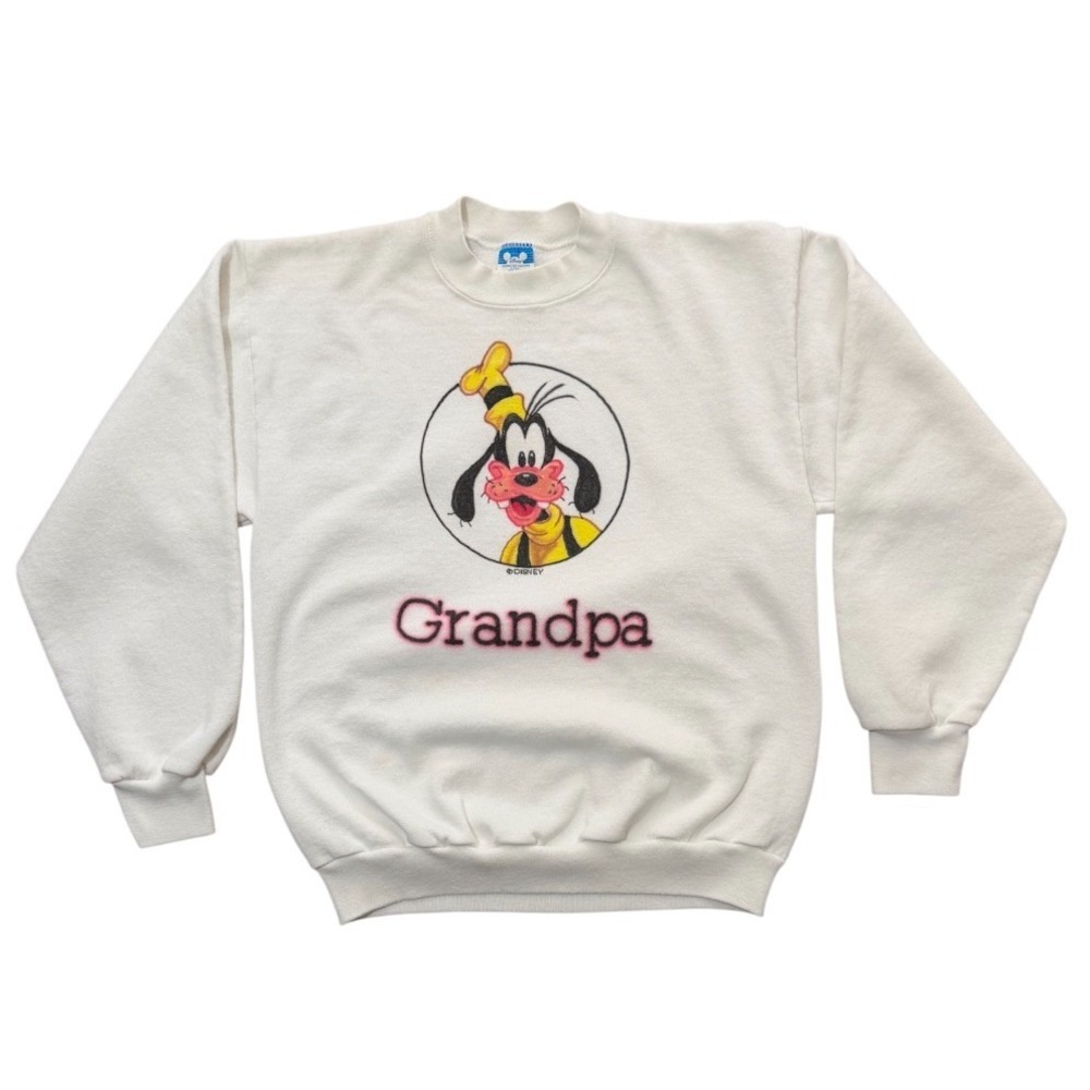 Vintage 80s Disney Goofy Grandpa Airbrush Art Graphic Pullover Crewneck Sweater